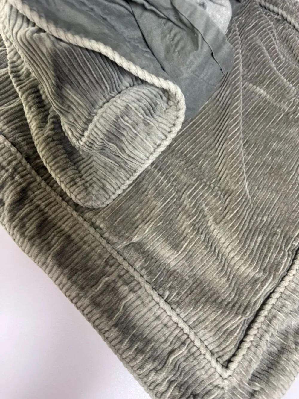 Set 2 Hawthorne Hill Olive Green Corduroy Throw Pillow Case 26x19 Mid Century